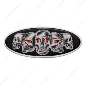 Chrome Die Cast Skull Emblem - Black