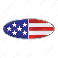 Chrome Die Cast Oval Emblem - USA Flag
