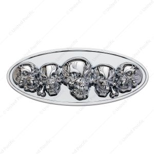 Chrome Die Cast Oval Emblem - 3D Skull