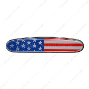 Chrome Die Cast USA Flag Emblem For Freightliner Hood