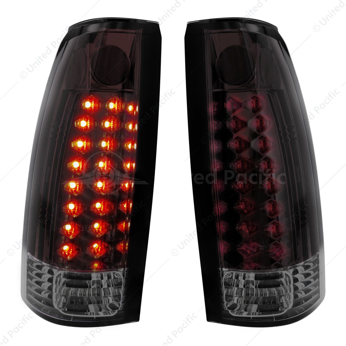 LED Tail Light For 1988-98 Chevy & GMC Truck (Pair) - Smoke Red & Clear Lens
