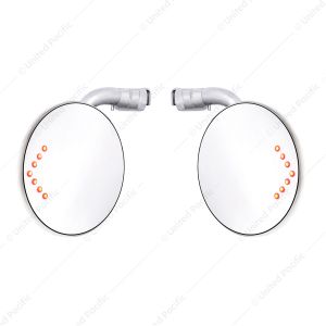 4" Curved Arm Peep Mirror Bundle With Convex Mirror Glass & LED Turn Signal (Pair)