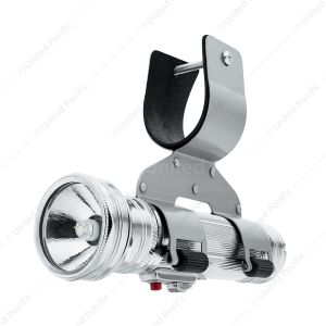 Chrome Vintage LED Flashlight With Roller-Action Holder