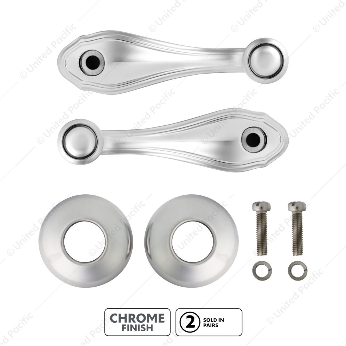 Chrome Window Crank Handle & Polished Stainless Door Handle Escutcheon Kit for 1932-1934 Ford Truck