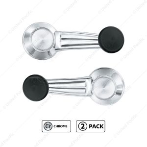 Chrome Interior Window Crank With Black Knob For 1967-1972 Chevrolet Passenger Car/Truck (Pair)