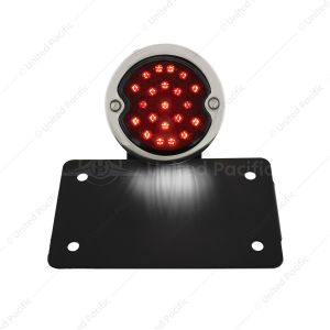 Black Horizontal Side Mount License Bracket For Motorcycle With 1933-36 Ford Style LED Tail Light