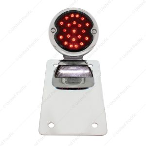 Chrome Vertical Side Mount License Bracket For Motorcycle With 1933-36 Ford Style LED Tail Light