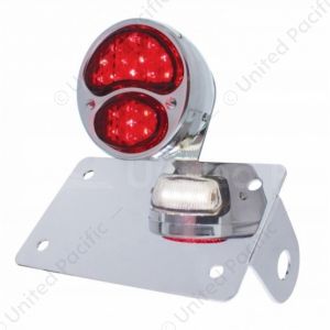 Chrome Horizontal Side Mount License Bracket For Motorcycle With 1928 LED "DUO Lamp" Tail Light