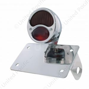 Chrome Horizontal Side Mount License Bracket For Motorcycle With 1928 "DUO Lamp" Tail Light