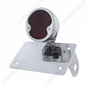 Chrome Horizontal Side Mount License Bracket For Motorcycle With 1932 "DUO Lamp" Tail Light