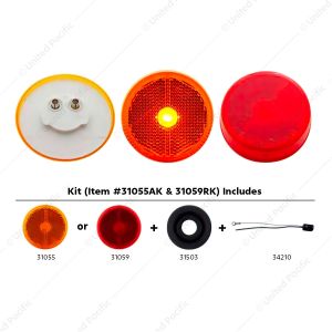2.5" Round Reflectorized Light Kit (Clearance/Marker) - Red Lens