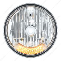 7" Crystal Headlight With 6 Amber LED Position Light