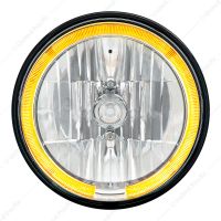 7" Crystal Headlight With Amber LED Halo Ring