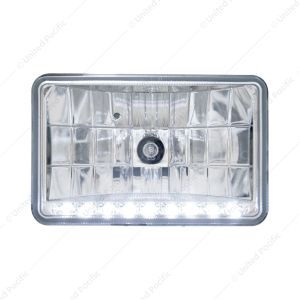 4" X 6" Crystal Headlight With 9 White LED Position Light - Low Beam