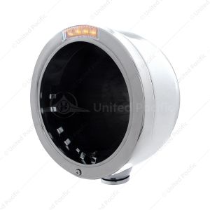 Stainless Steel Bullet Half Moon Headlight No Bulb With LED Turn Signal