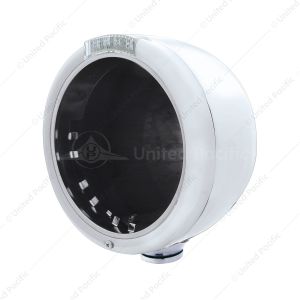 Stainless Steel Classic Half Moon Headlight No Bulb With LED Turn Signal