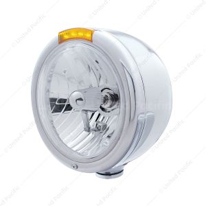 Stainless Steel Classic Half Moon Headlight Crystal H4 Bulb & LED Turn Signal