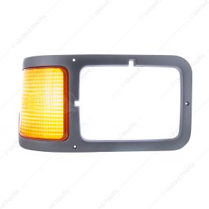Gray Plastic Headlight Bezel With Parking Light For 2000-2015 Ford F-650/F-750 - Passenger
