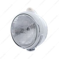 Stainless Steel Guide 682-C Headlight H6024 & Dual Mode LED Signal - Clear Lens