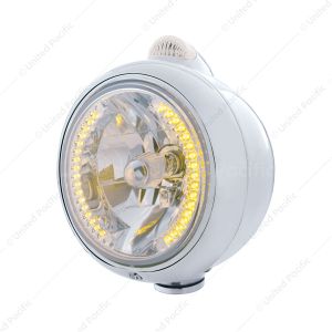 Stainless Steel Guide 682-C Headlight H4 With Amber LED & Dual Mode LED Signal