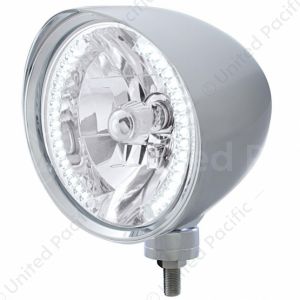 Chrome "Chopper" Headlight With Smooth Visor H4 Bulb With 34 White LED