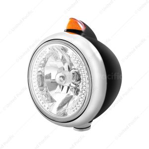Black "Guide" 682-C Headlight H4 With White LED & Original Style LED Signal