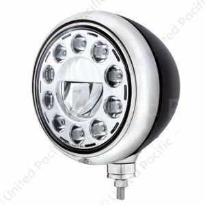 Black Guide Headlight 11 LED Bulb - Chrome