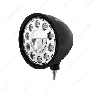 Black "Billet" Style Groove Headlight 11 LED Bulb - Chrome