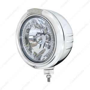 Stainless Steel Classic Embossed Stripe Headlight H4 With Amber LED & Dual Mode LED Signal