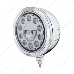 Stainless Steel Bullet Embossed Stripe Headlight 11 LED Bulb & Dual Mode LED Signal