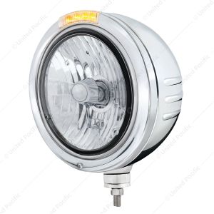 Stainless Steel Bullet Embossed Stripe Headlight Crystal H4 & Dual Mode LED Signal