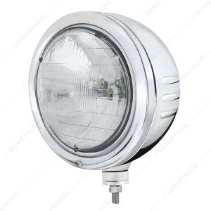 Stainless Bullet Embossed Stripe Headlight Housing With H6024 Halogen Headlight