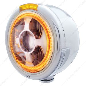 Stainless Steel Bullet Half Moon Headlight LED Projection Headlight & LED Turn Signal