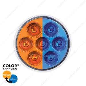 7 LED 2" Round Double Fury Light (Clearance/Marker) - Amber & Blue LED/Clear Lens
