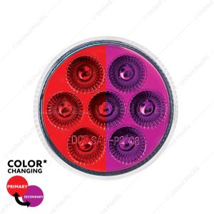 7 LED 2" Round Double Fury Light (Clearance/Marker) - Red & Purple LED/Clear Lens