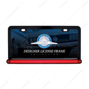 Black License Plate Frame With 24 LED 12" GloLight Bar - Red LED/Red Lens