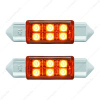 6 SMD High Power Micro LED 6418/6461-36mm Dome Light Bulb - Amber (2-Pack)