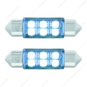 6 SMD High Power Micro LED 6418/6461-36mm Dome Light Bulb - White (2-Pack)