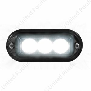 3 LED Warning Light With Black Bezel - White LED (Bulk)