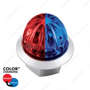 4 LED 1-1/8" Watermelon Double Fury Light With Clear Lens (Clearance/Marker) - Red & Blue LED