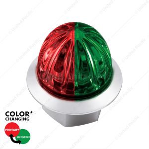 4 LED 1-1/8" Watermelon Double Fury Light With Clear Lens (Clearance/Marker) - Red & Green LED