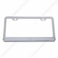 Chrome License Plate Frame With 14 LED 12" Light Bar - Amber LED/Chrome Lens