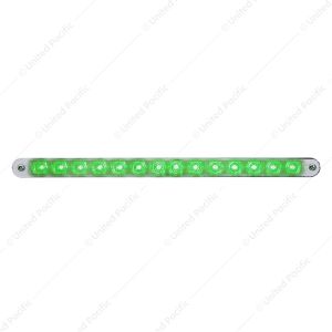 14 LED 12" Auxiliary strip Light With Bezel - Green LED/Clear Lens