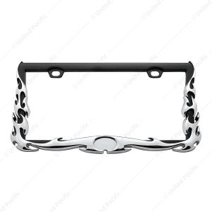 Flame License Plate Frame - Chrome