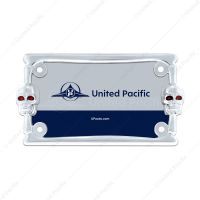 Two Skull Motorcycle License Plate Frame - Chrome