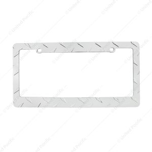 Diamond Plate License Plate Frame - Chrome