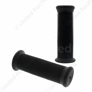 Black Motorcycle Rubber Grip Set - 1" or 1-1/8" (25/28mm) (Bulk) (Pair)