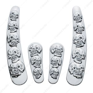 Chrome Skull Swing Arm Accent Set For Harley Motorcycle