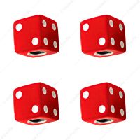 Red Dice Valve Caps With White Dots (Set of 4)
