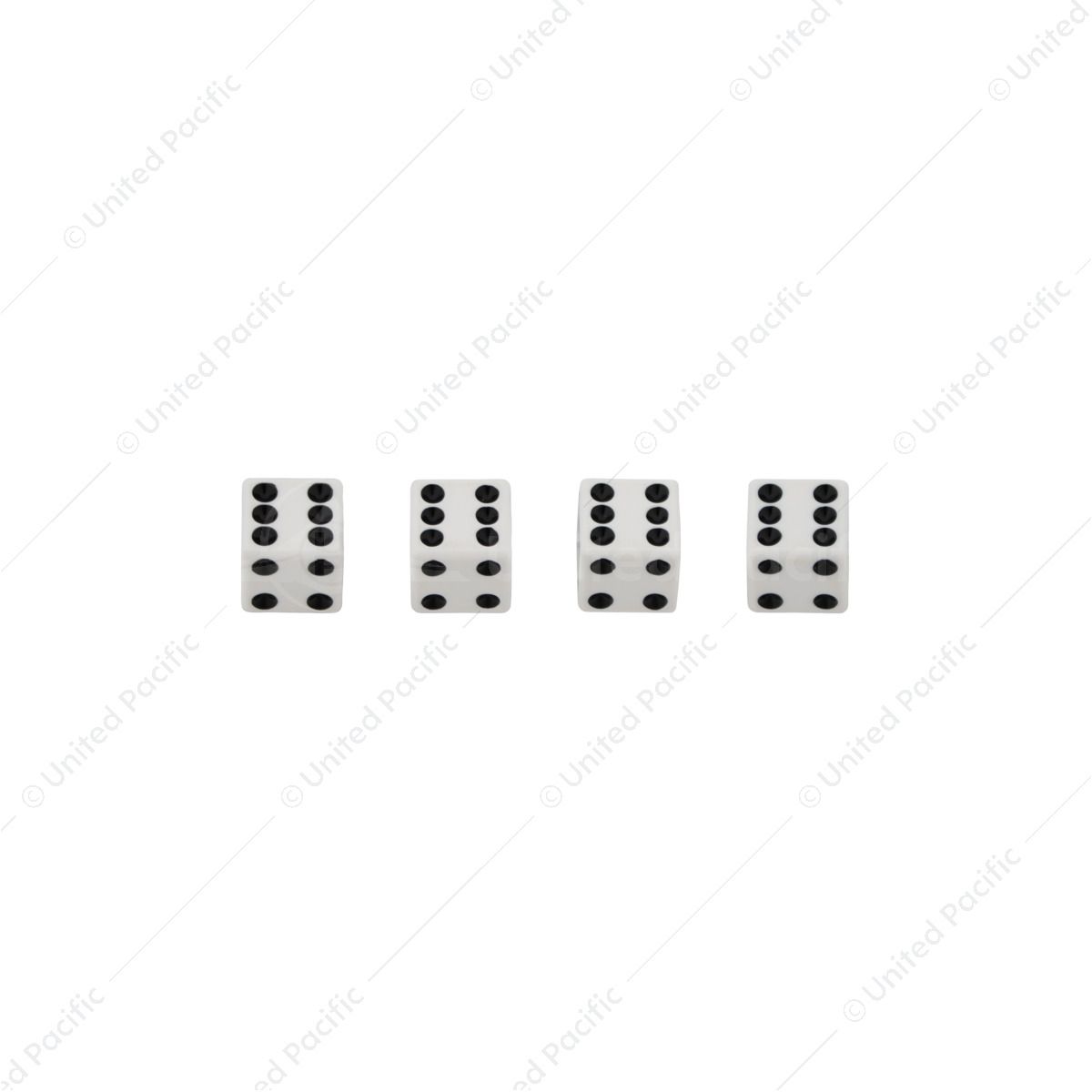 White Dice Valve Caps With Black Dots (Set of 4)